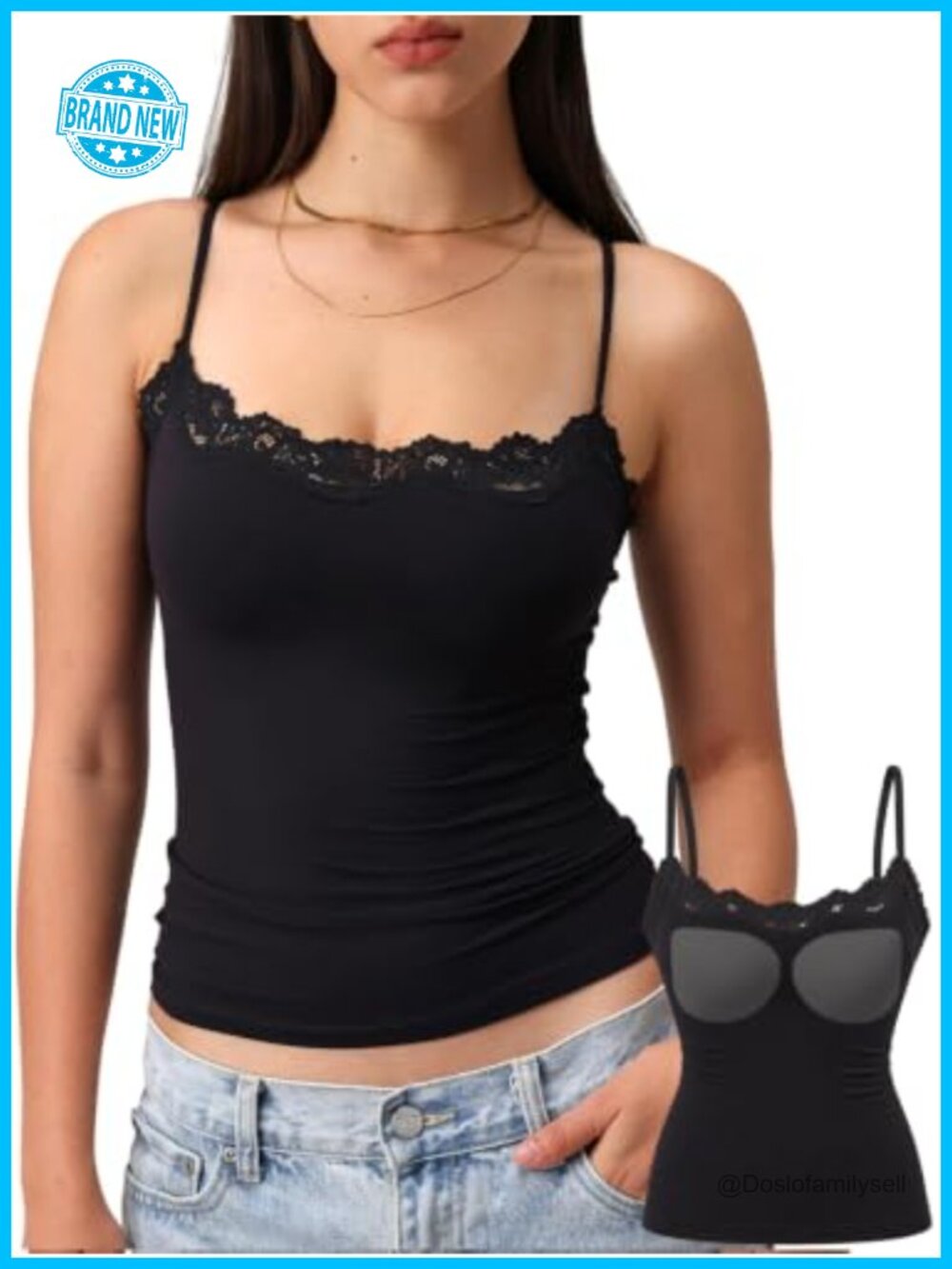 Lace Trim Double Lined Crop Tank Top